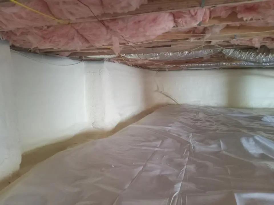 Crawl space encapsulation with closed-cell spray foam for Attic Insulation in Derby